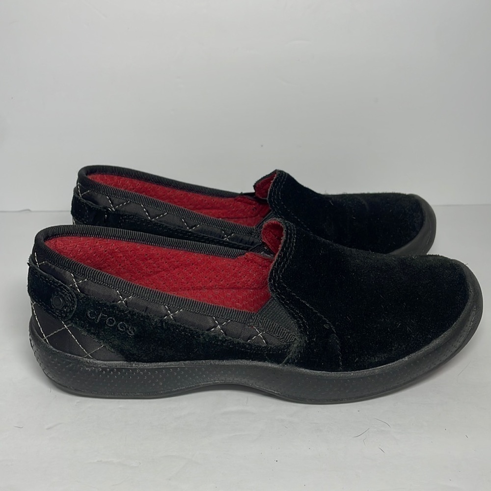 Crocs Women’s Suede Slip-On Shoes Black 8